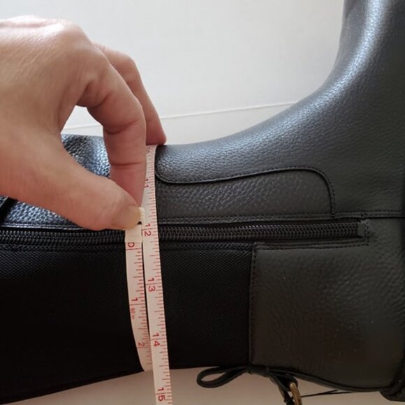 NWT Cole Haan Black Leather Tall Boots Stretch Panel Waterproof Sz 9 Old Money - Picture 16 of 16